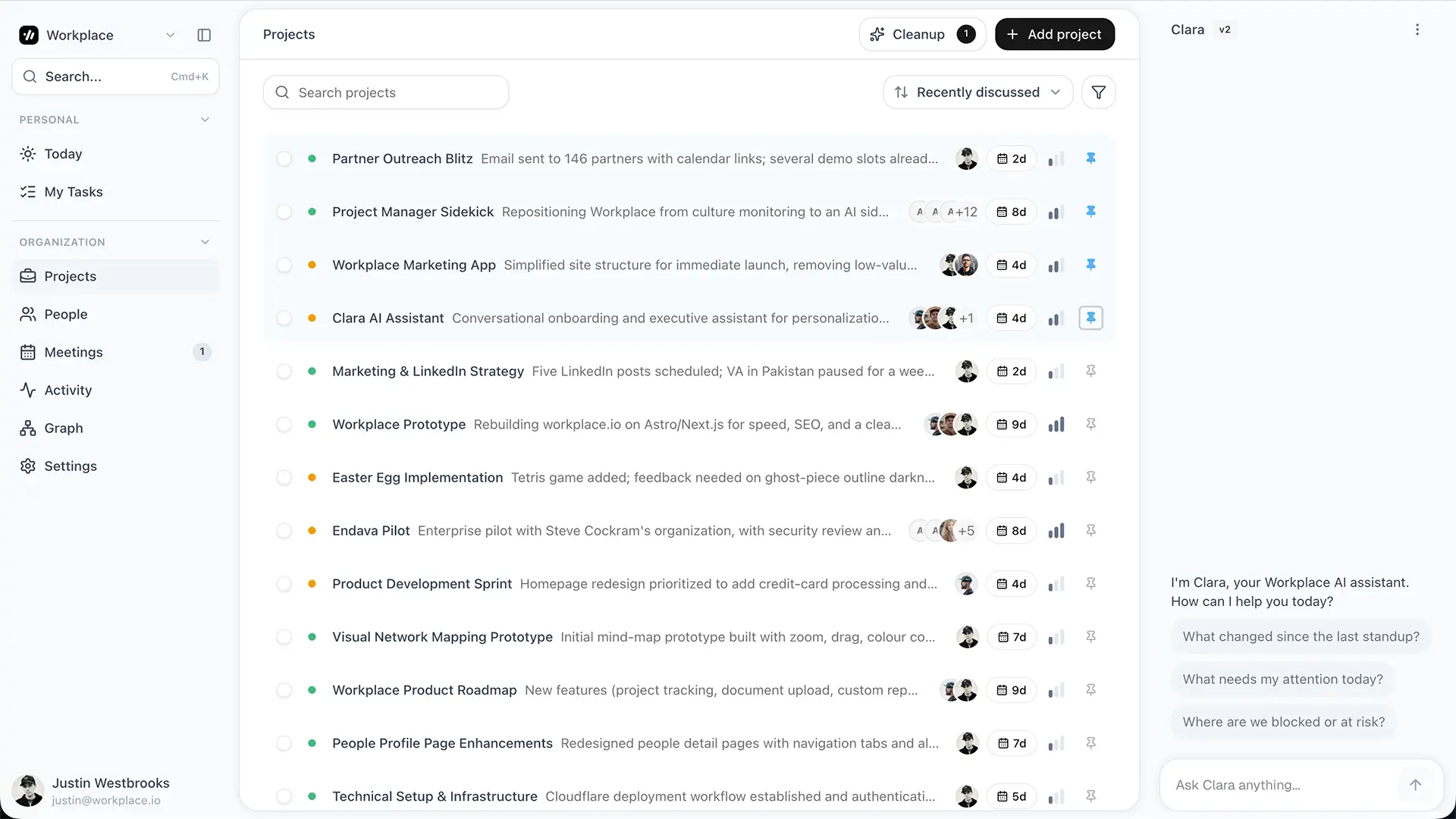 Workplace dashboard preview